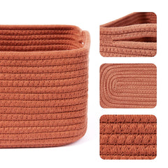 MiniArk oxide red baskets for drawer organization, tidy storage with soft woven texture.