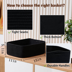 MiniArk large shallow baskets with blankets provide tidy storage on shelves.