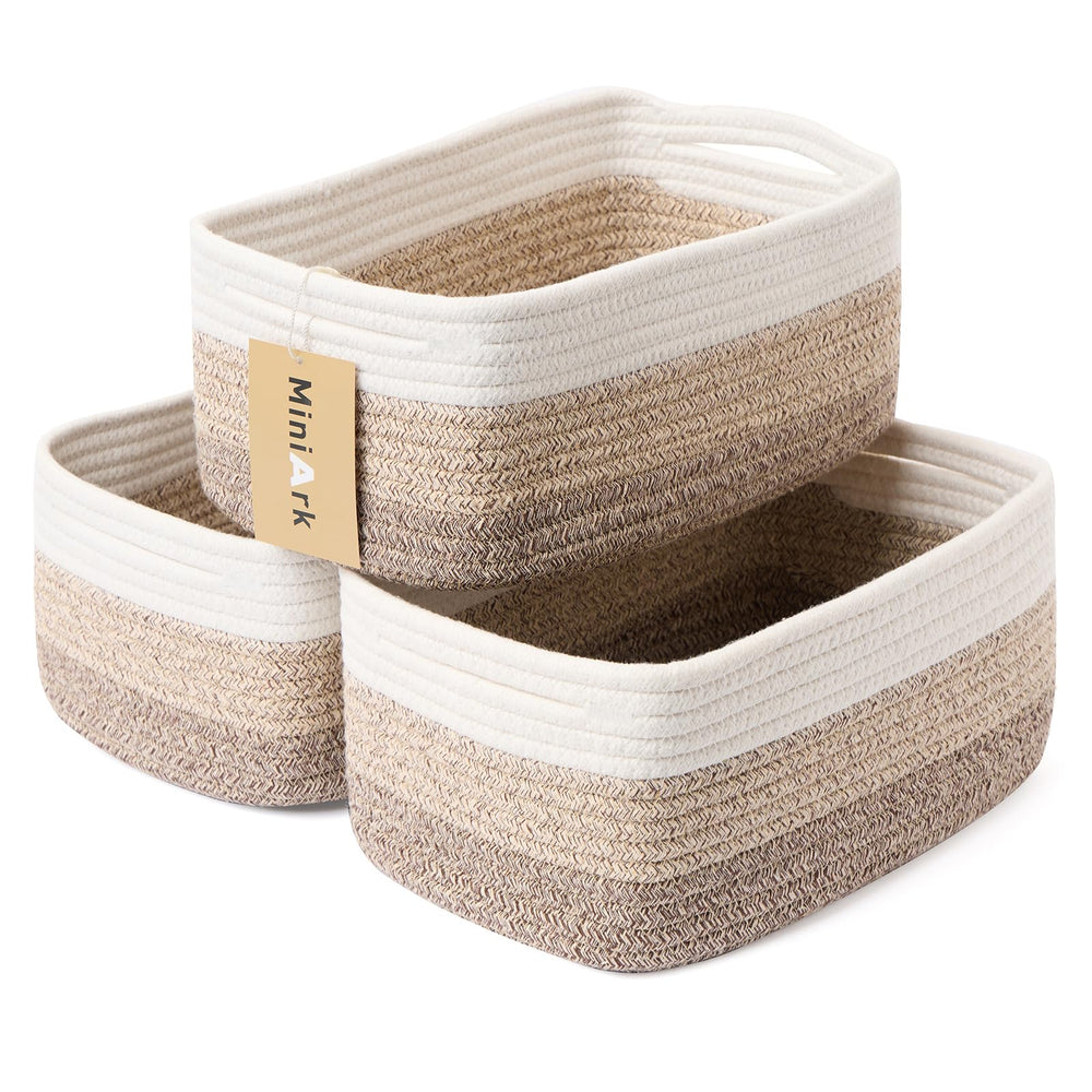 MiniArk small storage baskets 3-pack gradient brown neatly organize vanity and drawers
