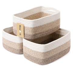 MiniArk small storage baskets 3-pack gradient brown neatly organize vanity and drawers