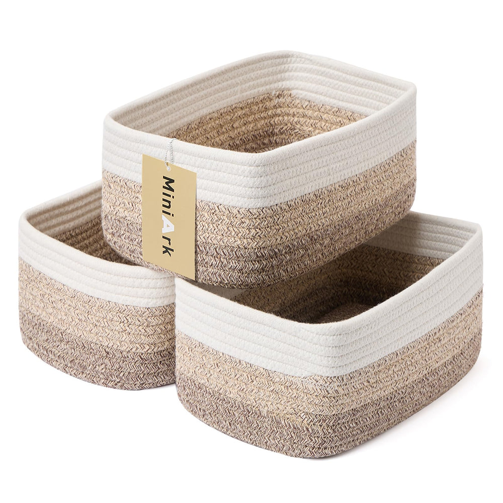 MiniArk compact-size basket neatly holds cosmetics and small essentials on shelves.