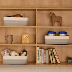 MiniArk bathroom organization baskets on sink countertop offering easy access to toiletries.