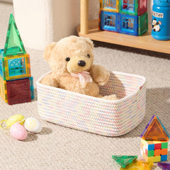 MiniArk decorative baskets brighten living room or closet while tidying small items.