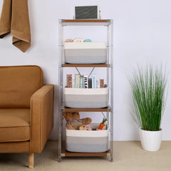 MiniArk gradient-grey basket in closet organizer for tidy shelves.