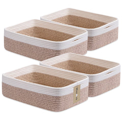 MiniArk large rope basket folded demonstrates space-saving storage on shelves.