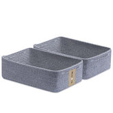 MiniArk large rope basket front view in mixed grey ideal for towels storage