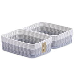 MiniArk large shallow basket in gradient grey front view for towels and blankets
