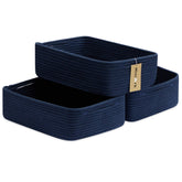 MiniArk large shallow basket navy 3-pack folded for easy storage and reshaping