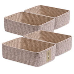 MiniArk large shallow basket with towels, ideal for bathroom organization