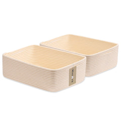 MiniArk large shallow basket beige weave ideal for towel storage and organization