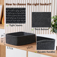 MiniArk large shallow baskets in a closet keep clothing neat and accessible.
