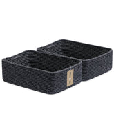 MiniArk large shallow basket with towels on bathroom shelf for organized storage.