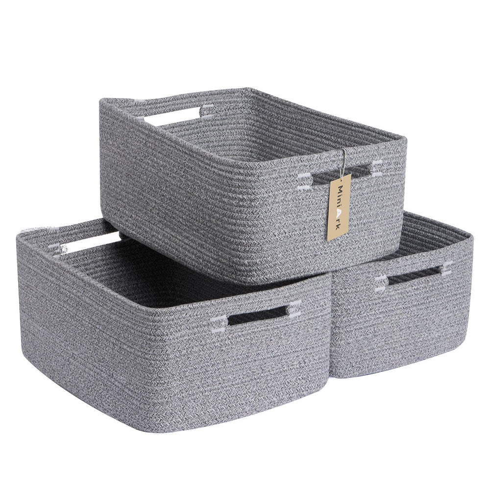 MiniArk large storage basket folded packaging view shows sturdy cotton rope for nursery organization