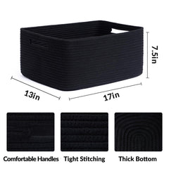 MiniArk large storage baskets 2-pack black side view for closet organization.
