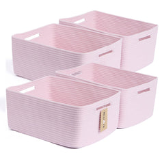 MiniArk large storage baskets front view in light pink for closet organization