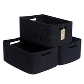 MiniArk large storage baskets folded for easy closet organization using soft cotton rope