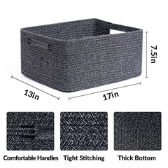 MiniArk large storage baskets side view highlighting sturdy woven rope for daily durability.
