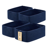 MiniArk small storage baskets navy blue set4 neatly organize items on a shelf.