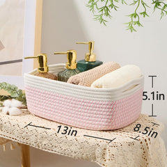 MiniArk nursery basket in white-pink, ideal for toy storage.