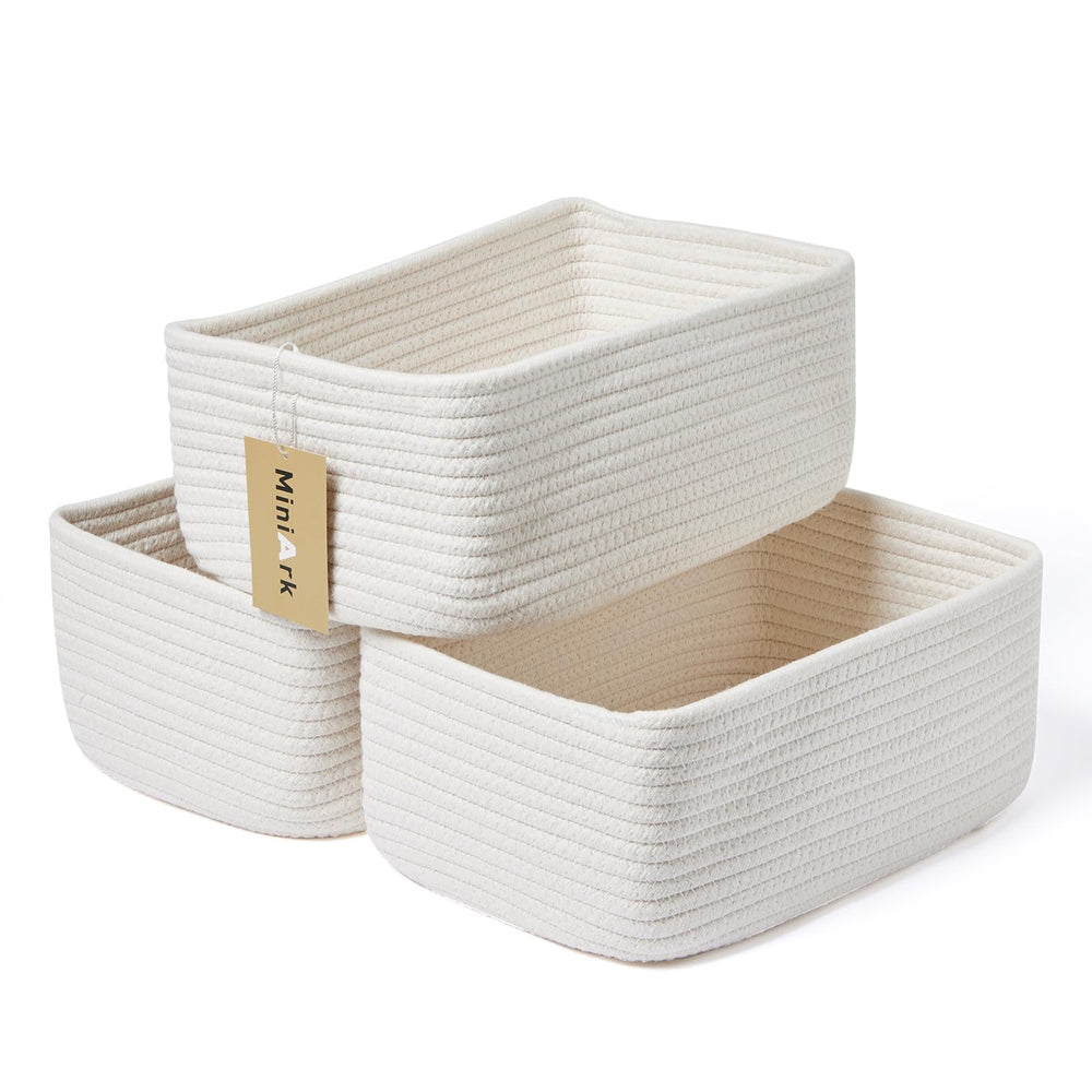 MiniArk small storage baskets on a closet shelf for tidy accessories
