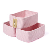MiniArk small storage baskets pink 3-pack front view for desk organization and display