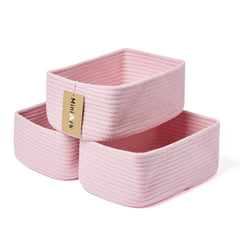 MiniArk small storage baskets pink 3-pack front view for desk organization and display