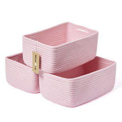 MiniArk pink small storage basket on shelf for compact desktop organization.