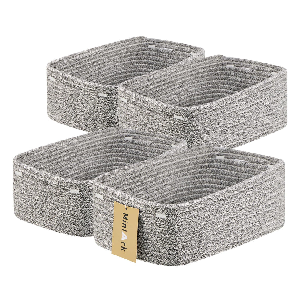 MiniArk small storage baskets in rectangular shape organize cosmetics, keys, and cables.