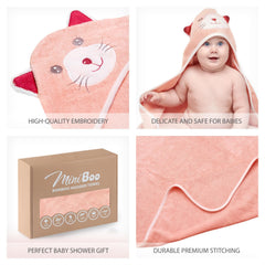 MINIBOO hooded towel large hood helps keep baby warm after bath safely