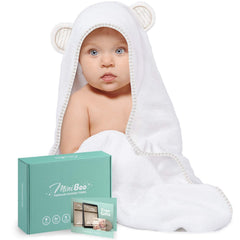 MINIBOO hooded towel newborn bear design gentle absorbency for bath time
