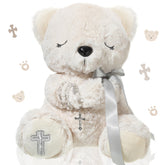 Miniinflat blessed plush bear 10in ready for prayers and bedtime comfort.