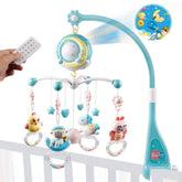 Mini Tudou baby crib mobile projection lights soothe baby with starry scenes for nap time.