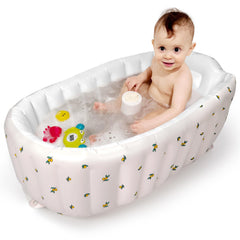 Mink inflatable baby bath tub Olive with built-in pump for quick baths.