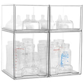 MINMUNJIU baby bottle organizer front view with clear stackable drawers for easy access