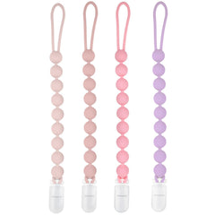 MINMUNJIU four-pack silicone pacifier clips displayed for baby outfits