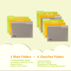 Minne baby document organizer customizable labels help name folders for quick retrieval.