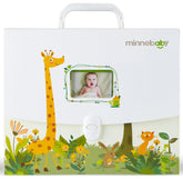 Minne baby document organizer front briefcase shows portable, sturdy design for travel-ready baby records.