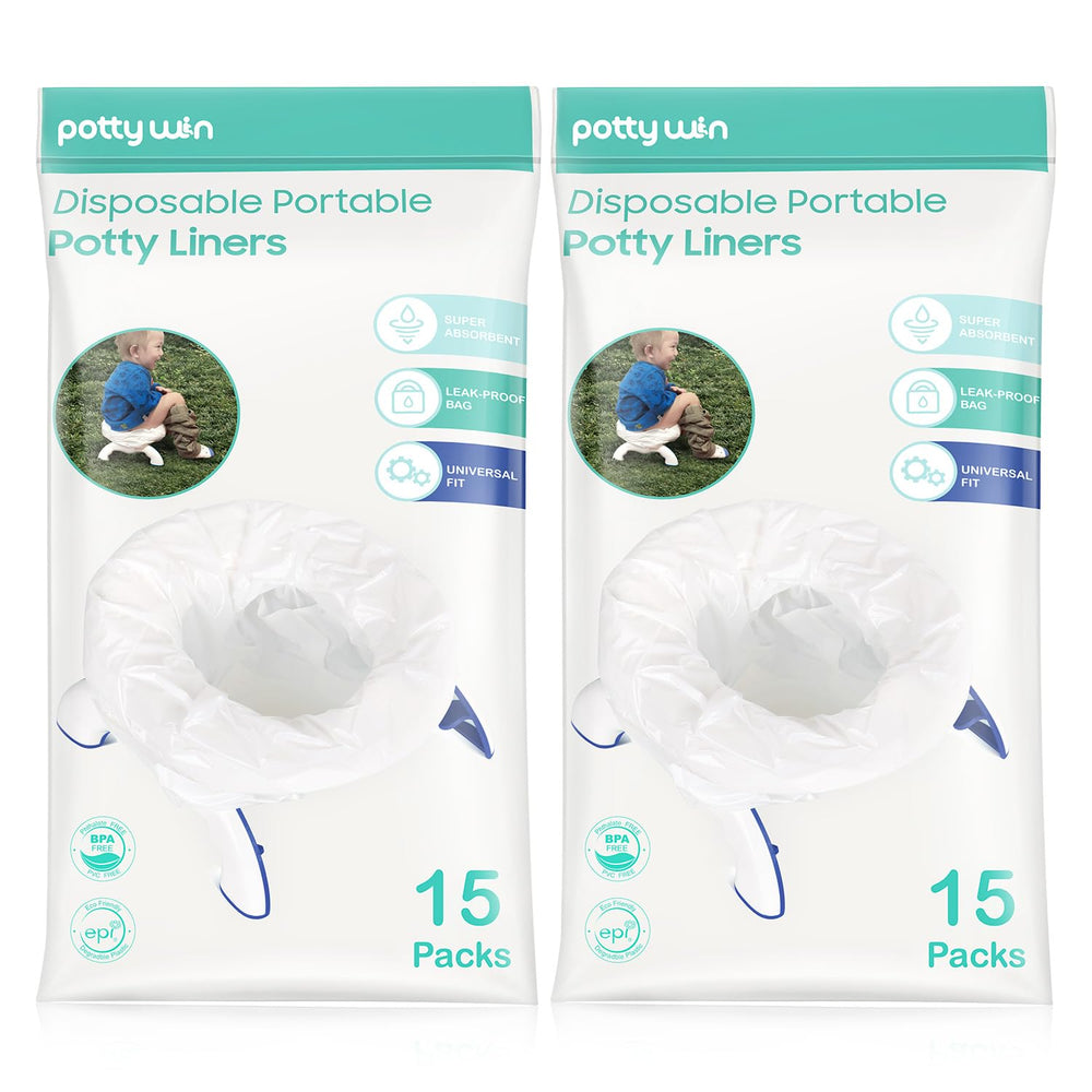 Minne Baby potty liners universal fit show flexible compatibility across portable potties for travel.