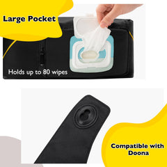 Minne Baby Upperkids wet wipe pocket for quick cleanups on the go