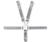Minnebaby high chair straps shown in 5-point harness configuration for secure meals.