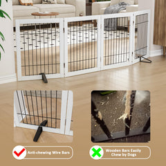 Mino Kesper gate with 360-degree hinges folds into a playpen for puppies.