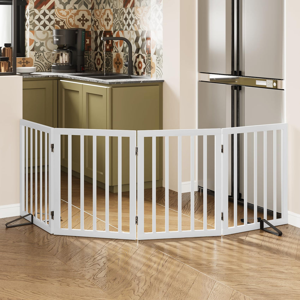 Mino Kesper dog gate fully assembled in use for safe doorway separation and easy pet management.