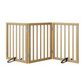 Mino Kesper dog gate in natural bamboo, wide setup blocks doorways safely