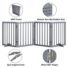 Mino Kesper dog gate width-range shows flexible fit for 18.5 to 74 inches.