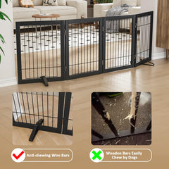 Mino Kesper dog gate 3-panel wide-55-in blocks doorway spaces effectively.