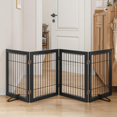 Mino Kesper dog gate 4-panel assembly shows sturdy, chew-resistant design for doorways.