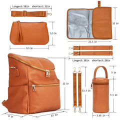 Minsong diaper bag brown side view highlighting stroller straps for hands-free outings