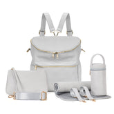 Minsong diaper bag backpack exterior showcases fashionable PU leather with durable, water-resistant appeal.