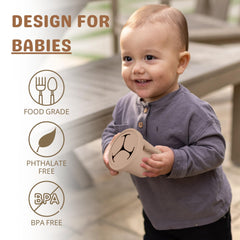 Mintlyfe snack cups grip-handles closeup emphasizes small hands-friendly design.