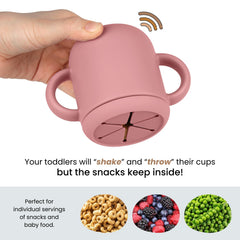 Mintlyfe snack cups close-up shows grip handles for tiny hands
